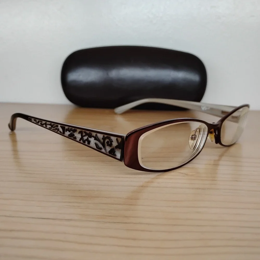 Chelsea Morgan‎ CM823 BR Eyeglasses Frames Brown Gray Rectangular 51-16-130